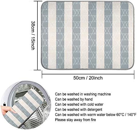 Dish Drying Mat Microfiber Super Absorbent Drying Pad 50 X 38cm Heat Resistant Anti-Slip Mats Reversible Kitchen Dish Drainer for kitchenware Kitchen Counter Sink (M: 15 x 20inch, White)