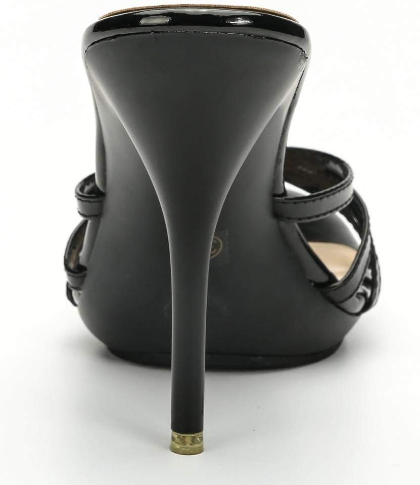 CAMSSOO Women's Strappy Heeled Sandals Stiletto Mules Open Toe Platform High Heels Slip on Sandals - Image 5