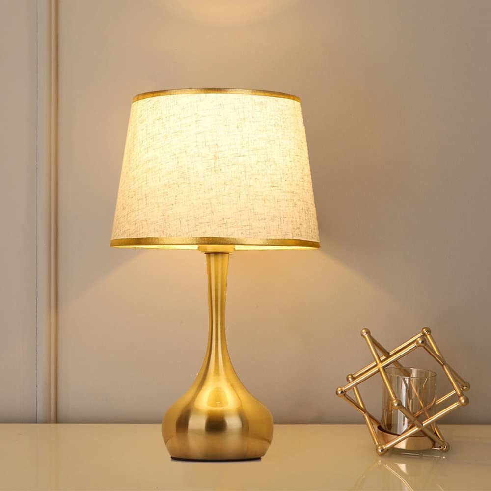 Mengjay Lampada da Tavolo Salotto,E27 Paralume in Tessuto Lampada da Scrivania,pulsante interruttore, per camera da letto ufficio soggiorno illuminazione decorativa (lampadine non incluse) (A)