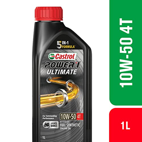 Image of Castrol POWER1 ULTIMATE 10W-50 4T Full Synthetic Engine Oil for Bikes 1L & Castrol Engine Shampoo Pre Oil Change Treatment (Flushing Oil) for Petrol 300 ml, CNG and Diesel Cars (3418104)