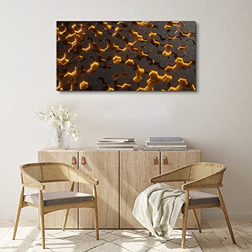 Tableau sur toile 120x60cm pour décoration murale design hexagonal