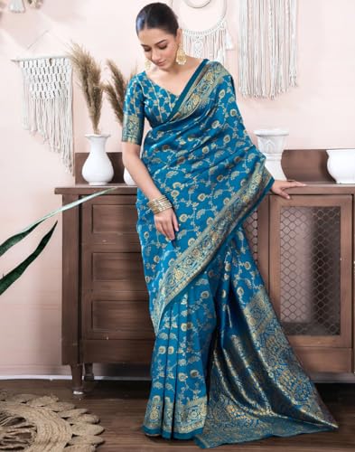Image of Women's Kanjivaram Soft Silk Banarasi Saree With Blouse Piece | Banarasi Sari For Women | Saree with Blosepiece
