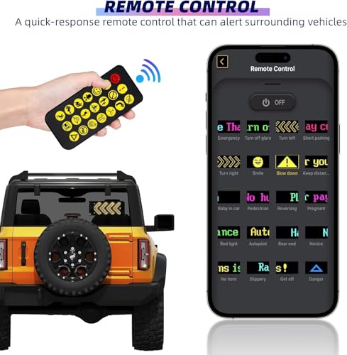 Image of AutoBizarre Flexible Waterproof DIY Customizable LED Matrix Panel Display Screen Sign Board with Mobile Application and Remote Control for Cars, Home, Office, Shops etc (Multicolor, Small- 17x7 Cm)