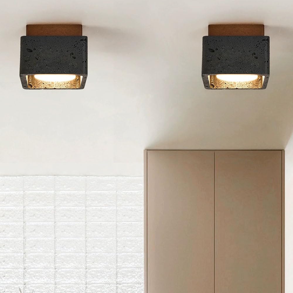 Lámpara De Techo Retro Para Pasillo, Lámpara De Techo Para Vestidor, Iluminación De Techo De Travertino Negro De Diseño Para Recibidor, Luces De Superficie Para Balcón, Para Isla Y Dormitorio