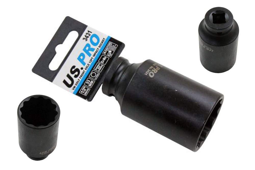 33mm 1/2 Deep Impact Socket Front Axle 12 Point Hub Nut bi-hex