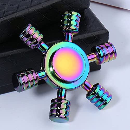 Image of TRU TOYS Rainbow Gyro Six Arms Finger Hand Spinner Fidget Long Time Rotation Hand Spinner EDC ADHD Stress Relief Toys Totem collectives