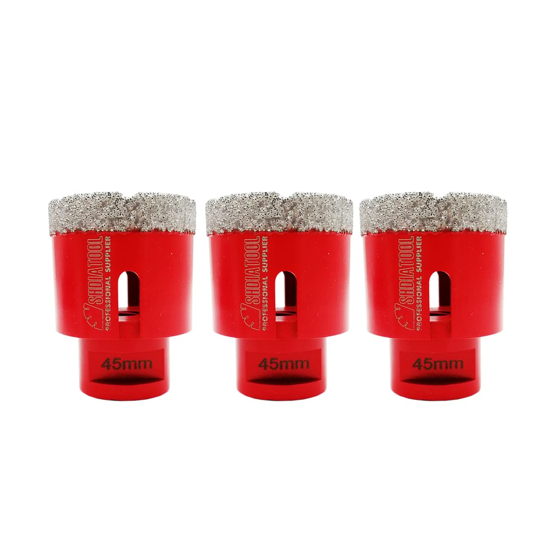 SHDIATOOL Diamond Core Drill Bit,Hole Saw Diameter 45mm 1-4/5" M14 Thread Vacuum Brazed for Concrete Granite Marble Porcelain Tile Masonry Brick,3PCS