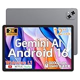 【Android16タブレット 12インチ】 Yummo A90proアンドロイド16タブレット2K IPS 大画面20GB+128GB Android Tablet 12インチwi-fiモデル高性能8コアCPU widevineL1/Netflix/動画視聴/YouTube/LINE/楽譜対応 顔認識 画面分割 児童守護AI搭載8000mAh子供 高齢者 初心者 プレゼント 日本語説明書
