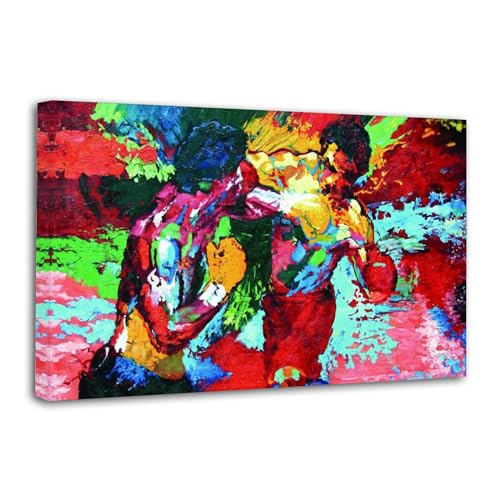 Apollo Vs Rocky Leroy Neiman Boxing Poster Decorative Painting Canvas Wall Posters And Art Picture Print Modern Family Bedroom Decor Posters 12x18inch(30x45cm)