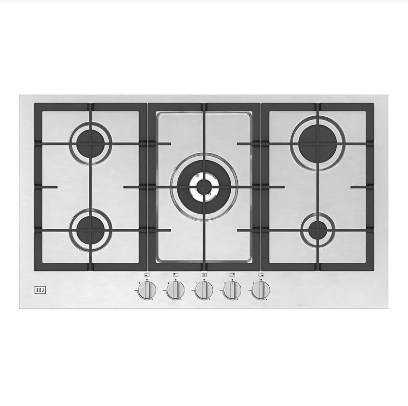 BOJ - GH 4190 X , 5 Burner Built In Stainless Steel Gas Hob With Auto ignition, Safety device, Made in Italy - 1 Year Warranty