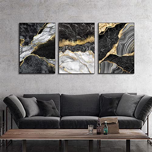 HEHGVCF Murales Negro Gris, Decoración del Hogar Imagen 50 x 70 cm, Gris Textura Mármol Imagen en Lienzo no Tejido, Salón Cuadros en Lienzo Decoración Sin Marco (A, 50 x 70 cm)
