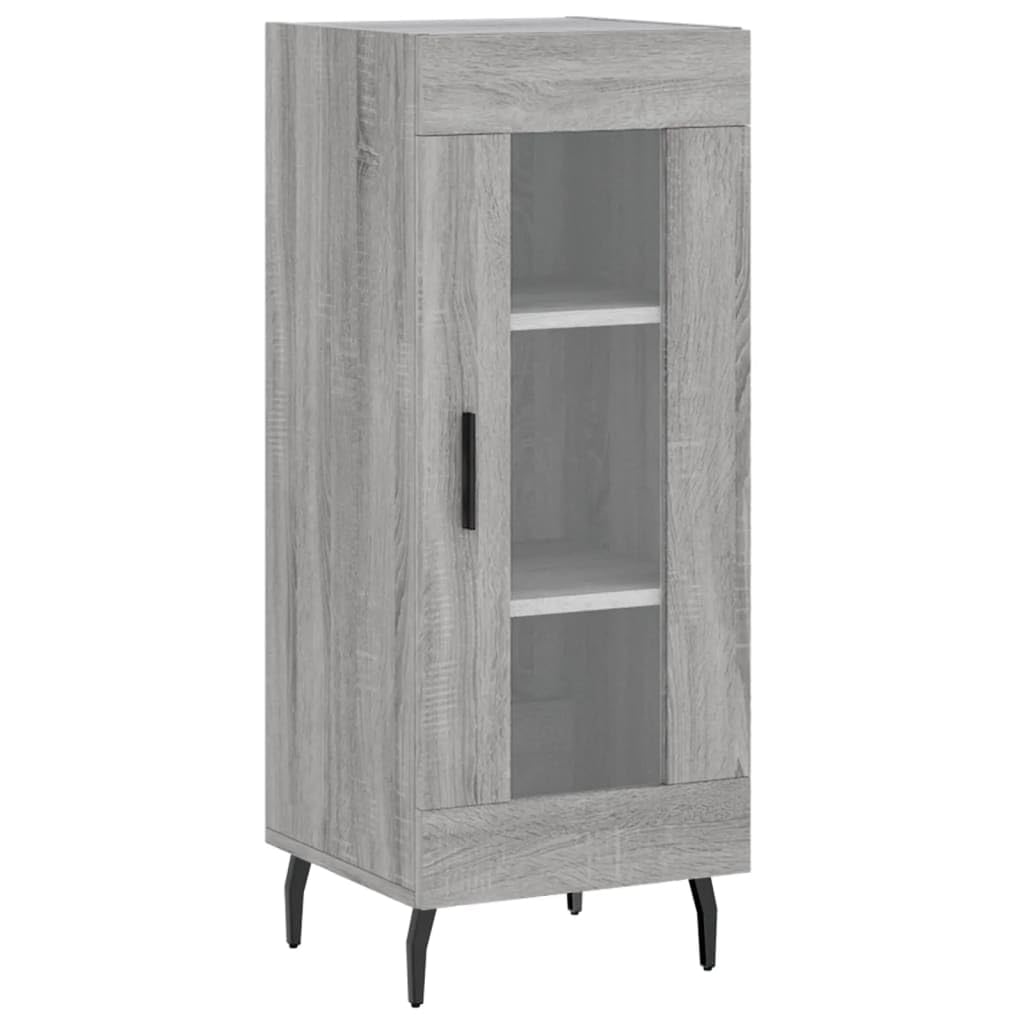 Kredens Sonoma szary, 34,5 x 34 x 90 cm, z materiału drewnopochodnego, ze szklanymi drzwiami, wszechstronne miejsce do przechowywania do sypialni i salonu, trwałe meble