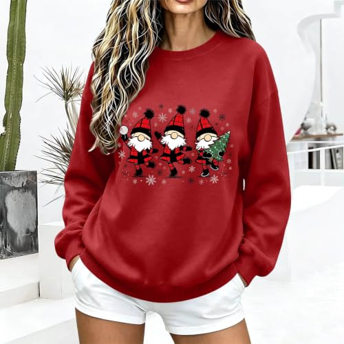 Christmas Sweatshirts for Women Funny Crewneck Santa Oversized Pullover - image 5