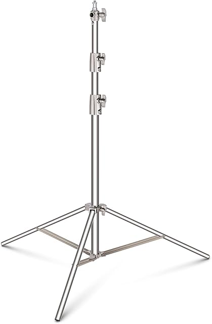 NEEWER 102"/2.6m Stainless Steel Light Stand, Spring Cushioned Heavy Duty Photography Tripod Stand with 1/4 to 3/8 Universal Screw Adapter for Strobe, LED Video Light, Ring Light, Monolight, Softbox