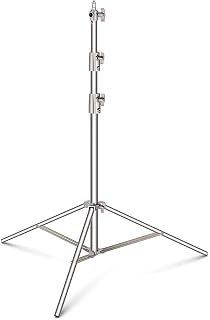 NEEWER 102"/2.6m Stainless Steel Light Stand, Spring Cushioned Heavy Duty Photography Tripod Stand with 1/4” to 3/8” Universal Screw Adapter for Strobe, LED Video Light, Ring Light, Monolight, Softbox