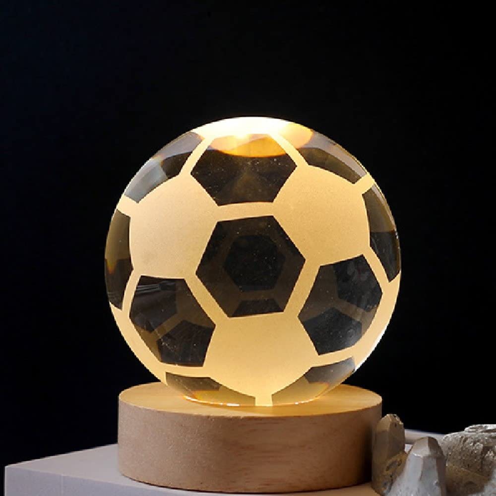 VVW&LIU Bola de Cristal Astronauta de Cristal Planeta Globo Bola del Sistema Solar grabada en 3D con Interruptor táctil Base de luz LED Astronomía, Bola de cristal5,8cm
