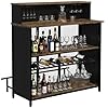Gdlf home bar unit mini bar liquor cabinet with storage and footrest for home kitchen pub brown  urban country home decor
