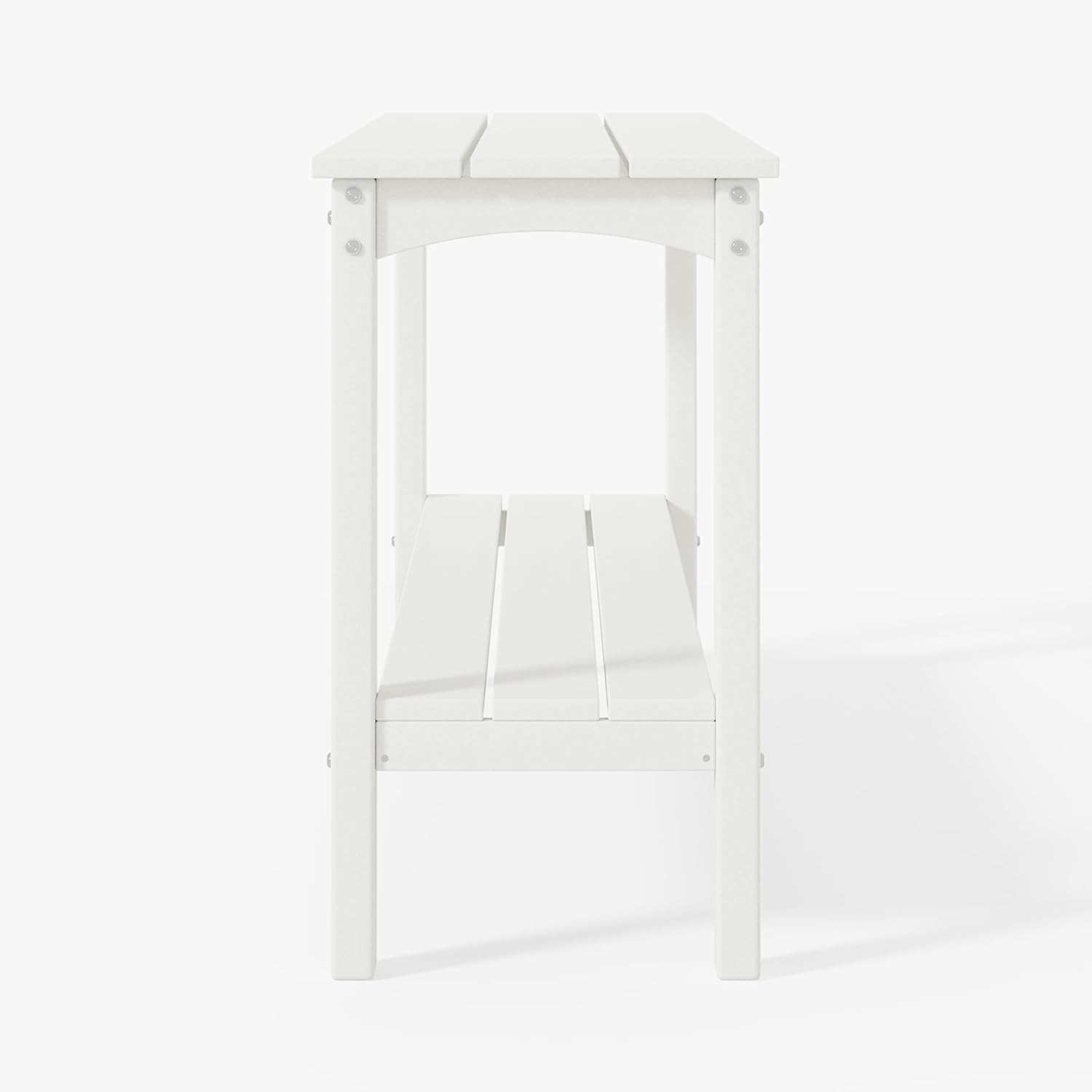WestinTrends Malibu 55" Outdoor Patio HDPE Adirondack 2-Tier Shelf Console Table, White
