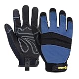 KAYGO Work Gloves For Men, KG125M Mechanic Utility Work Gloves for All Purpose, Excellent Grip, Heavy Duty, Improved Dexterity, Touch Screen,BLUE,Large