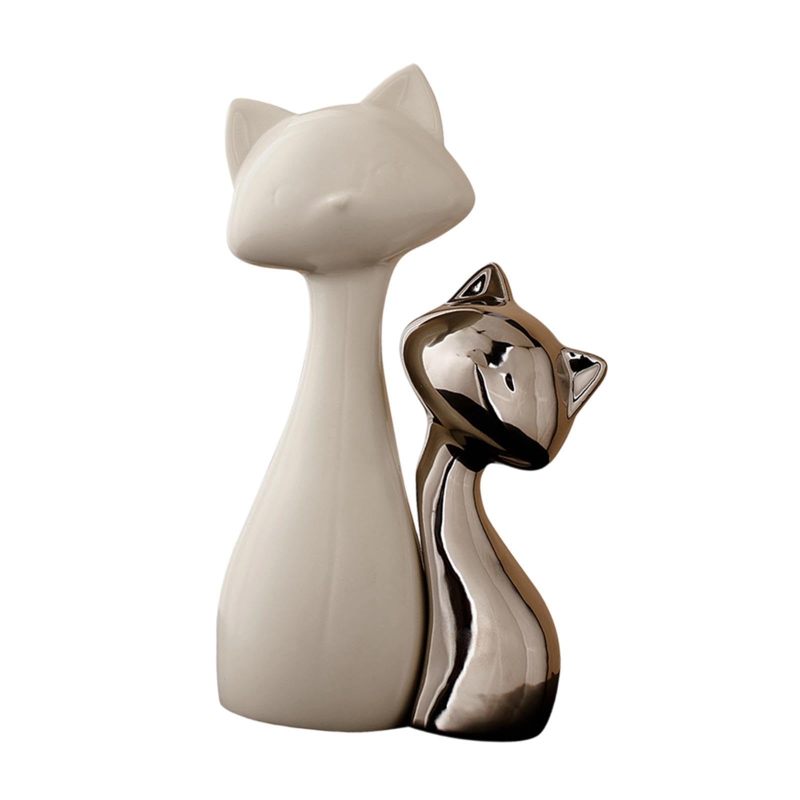 Figurilla De Gato para Estantería 2-Pzas Ornamento De Mesa