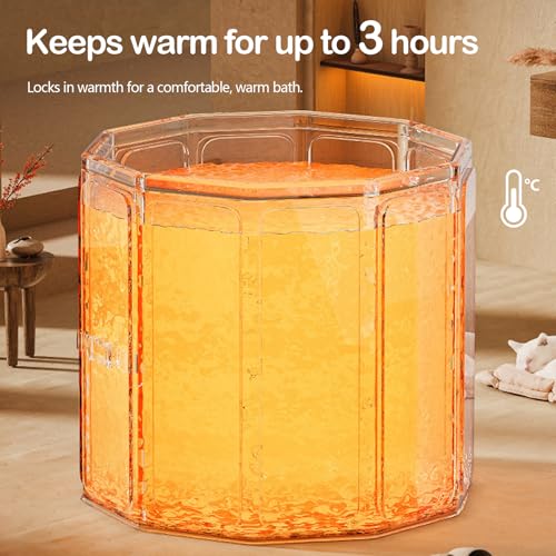 Miniatura 7 de Bañera Plegable, 80 X 70 Cm Ancho X Alto Bañera Portátil Para Baños Fríos Y Calientes Para Baños Pequeños Ducha Spa Y Bienestar Al Aire Libre Baño De Hielo Para Adultos
