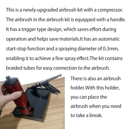 Image of High Pressure Airbrush Kit, Rechargeable Cordless Airbrush Compressor, Dual-Action Handheld Airbrush Gun, Mini Airbrush Set Portable Air Brush for Barber, Nail Art, Makeup, Model Painting