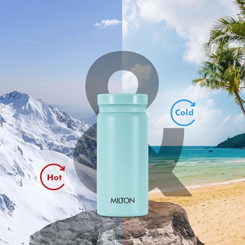 Milton Minimate 200 थर्मोस्टील इंसुलेटेड वाटर बोतल, 190 ml, 24 Hr हॉट एंड कोल्ड | लीक प्रूफ ढक्कन, ISI प्रमाणित I वैक्यूम इंसुलेटेड | ऑफिस, जिम, स्कूल के लिए | नीला - Image 6