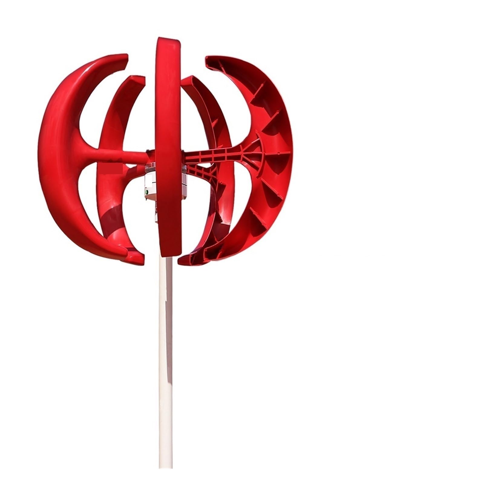 Vertical Wind Turbine 400W 5 Blades 12V 24V Low Wind Speed Start Vertical Turbines nerator Silence Windmill LED Char Indicator(400W Red,OneColor)