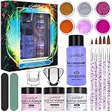 SPTHTHHPY Acryl Nagel Set Acryl Pulver Set 9 Farben und 40ML Acryl Liquid Professionelles Liquid Set Acrylnagelpinsel Nageldesign Nagelform Perfekt für Anfänger
