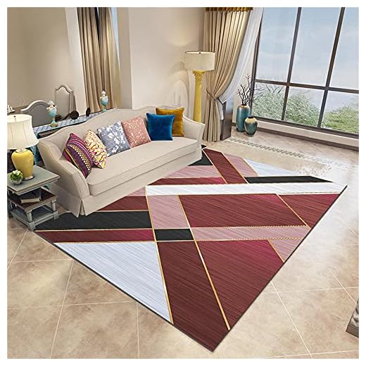 RUGMRZ Antiderapant Tapis Decoration Chambre Conception Graphique géométrique Minimaliste Moderne Beige Noir Or Rouge Tapis Pas Chere 140X200cm