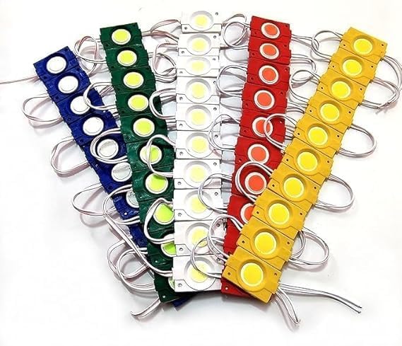 Pack of 50 Pieces 12 Volt 2.4 Watt DC Coin LED Module Light Multicolor (White, Blue, Green, Red & Yellow)