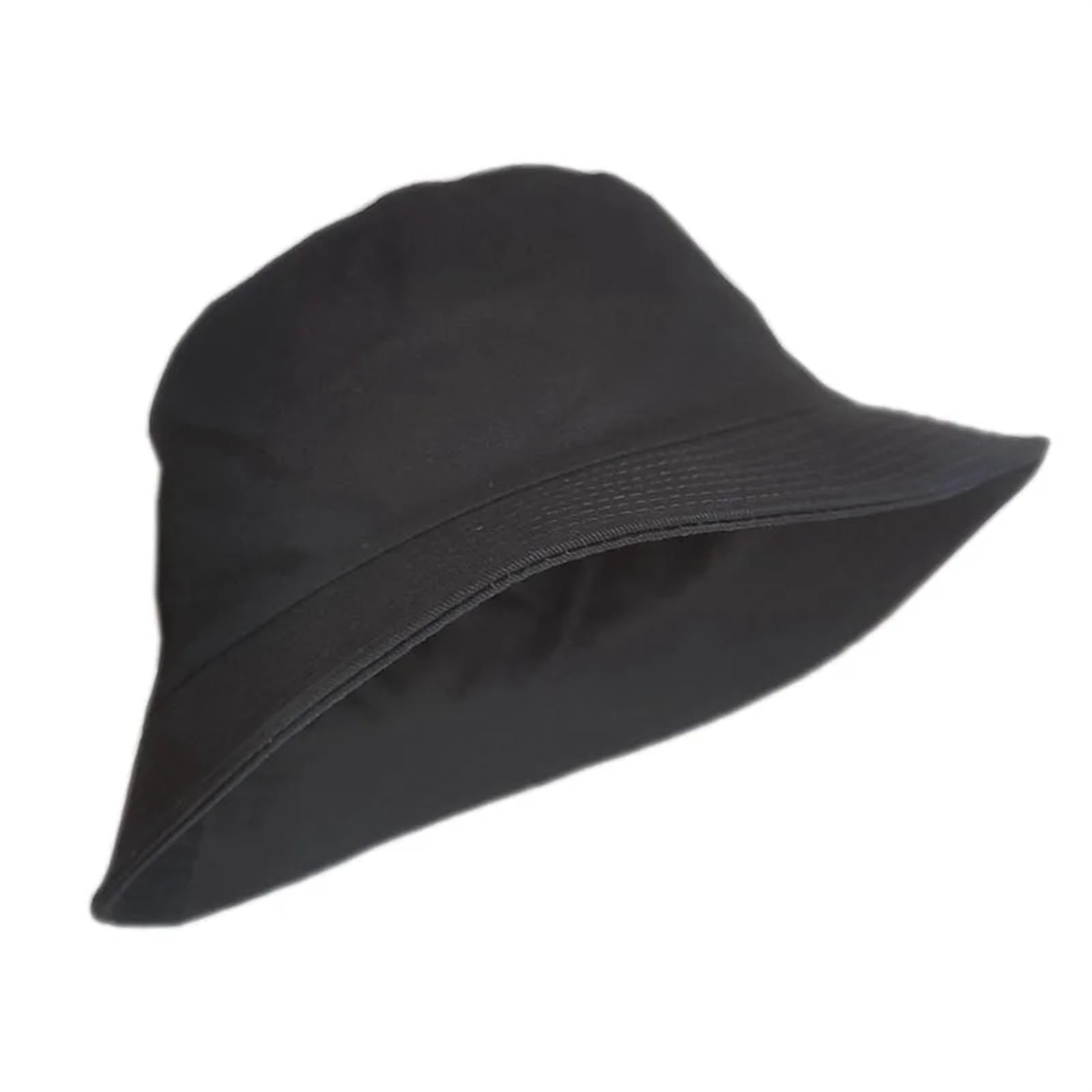TRRYUIP Bucket Hat Large size fishing hats big head man summer sun hat two sides wear plus sizes bucket(Black black,60 to 62cm)