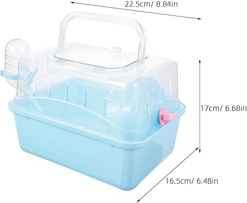 Miniatura 4 de POPETPOP Jaula de transporte de animales pequeños con botella de agua, jaula portátil de viaje para hámster con asas para erizo, hámster, rata,