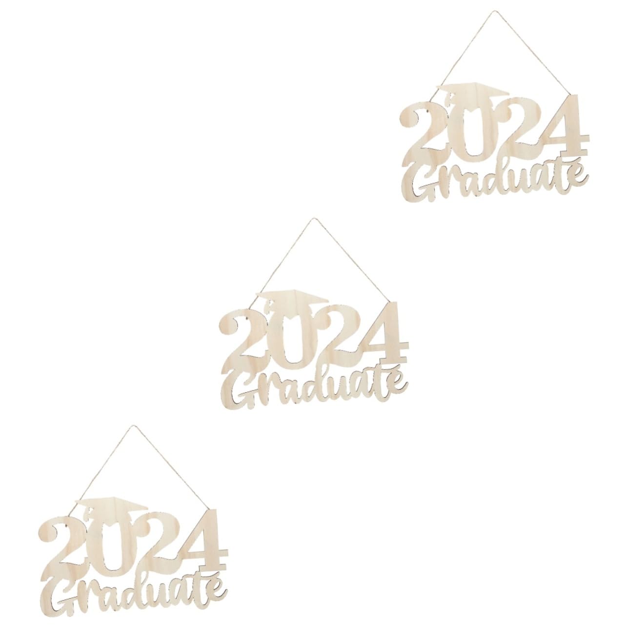 MAGICLULU 3 Piezas 2024 Colgante De Signo De Graduación Decoraciones De Graduación Utilería para Tomar Fotos De Accesorios De Fotografía Suministros De Fiesta De Madera