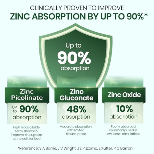 Image of Vlado's Himalayan Organics Zinc Picolinate with Vitamin C & Copper | Zinc Supplements for Men with 100% RDA Zinc | Immunity & Cellular Health Support - 120 capsules