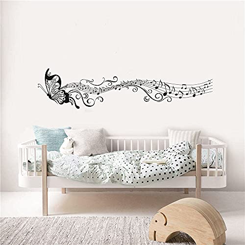 Removable Large Flying Butterfly Notes Music Wall Decor Sticker Kids Room Bedroom Butterflies Adhesive For Baby Nursery Room Vinyl Wall Mural Tm-55 (Black) #TOP3