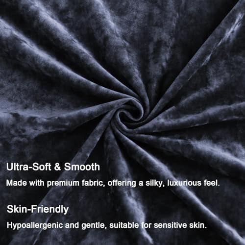 LR Rocaloca Greek Velvet Euro Sham Covers Set of 2 26x26 Luxury Soft Solid Pillow Covers for Living Room Bedroom Yard,Blue Gray