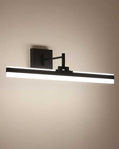 Luz de tocador moderna negra LED ajustable accesorio de luz de baño sobre espejo giratorio iluminación de tocador (Negro, 23.6 pulgadas) Negro