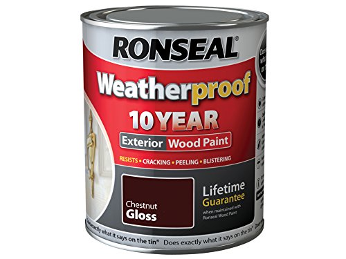 Ronseal RSLWPCNG750 Weatherproof 10 Year Exterior Wood Paint Chestnut Gloss 750 ml