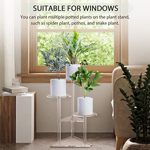 Sumerflos Acrylic Corner Plant Stand 3 Tier - Clear Indoor Plant Shelf Plant & Flower Display Rack Pot Holder For Living Room Balcony Window Modern #TOP4