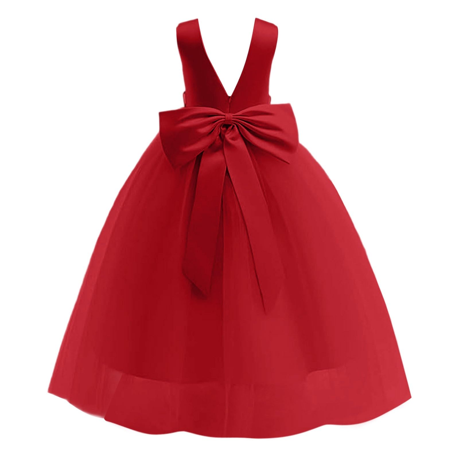Vestido de satén para niñas de Flores, para Bodas, con Perlas y Lazo, de Tul, Suave y Bordado, Ideal para Fiesta, Primavera Estilo Elegante