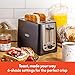 bella 2 Slice Toaster with Auto Shut Off - Extra Wide Slots & Removable Crumb Tray and Cancel, Defrost & Reheat Function - Toast Bread, Bagel & Waffle, Black