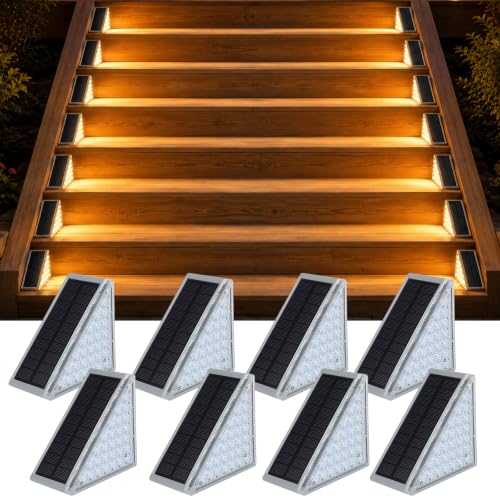 AUDLES Solar Step Lights for Outside 8 Pack, 28 LED 2 Brightness Modes