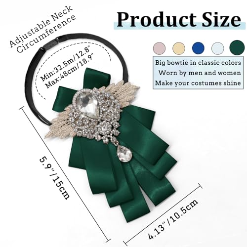 Image of Luckyvestir Womens Mens Bow Tie Ribbon Black Rhinestone Bow Ties Men Large Crystal Bowknot Bowtie for Wedding Party Banquet