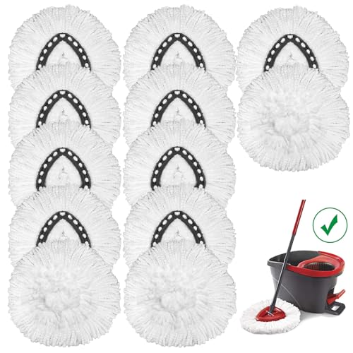 HiBaby 12 Pack Mop Head Replacement Compatible with O Cedar Mop Replace Head EasyWring 1-Tank, Microfiber Spin Mops Refills, Easy Cleaning