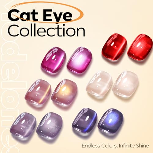 Image of modelones Cat Eye Gel Nail Polish, Glitter Brown Magnetic Nail Polish with Magnet Soak Off U V Winter Gel Polish Shimmer Nail Art Top Coat Manicure Salon DIY