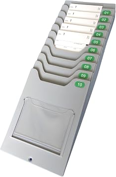 Amano Plastic Timecard Rack, Retractable Time Cards Holder 7 inch Cards, Wall Mount Attendance Time Payroll Recorder for Office Punch in Clock Out10 Slot