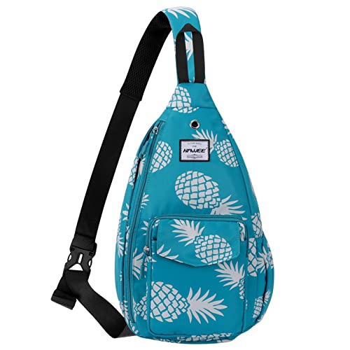 HAWEE Mochila feminina com alça transversal antiágua, inclinada, ajustável, pacote, Abacaxi, azul a, One_Size, Mochilas Diárias