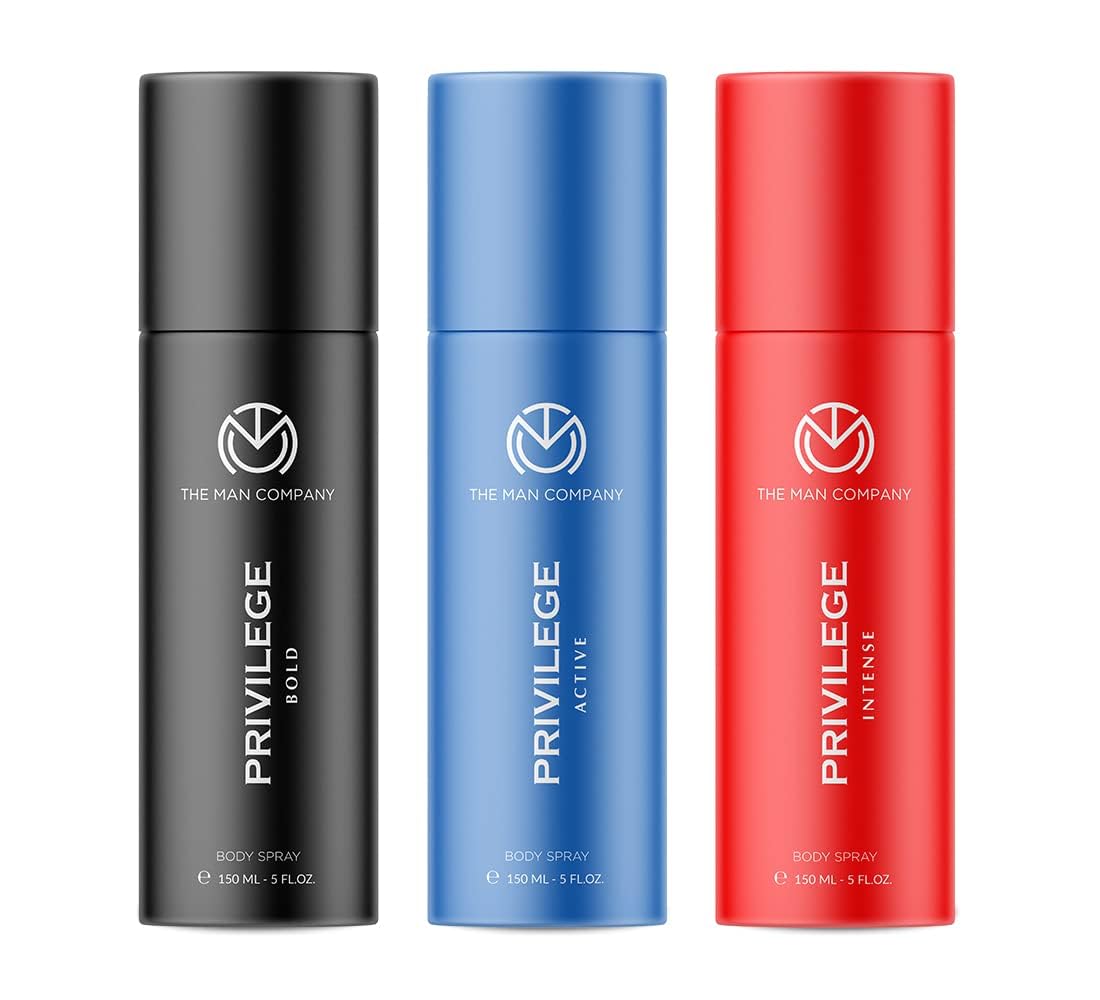 The Man Company Privilege Deodorant Liquid For Men 3 X 150ml | Combo Of Active, Bold & Intense Deo | Long-Lasting Scent and Fresh Odour for Everyday Use | Travel-Friendly Deo Set