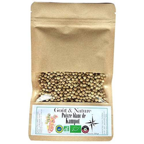 Poivre blanc de Kampot BIO -250 GR- récolte 2021 - IGP- AOP, Sachet refermable, poivre en grain, 250 gr Cover